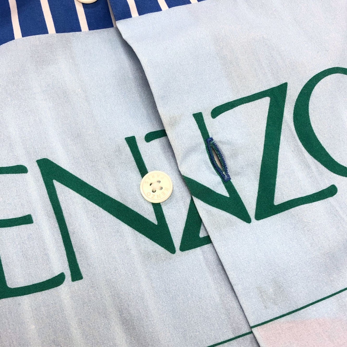 美品◆ケンゾー ロングスリーブシャツ ストライプ サックスブルー メンズ サイズ39 KENZO 【AFB34】