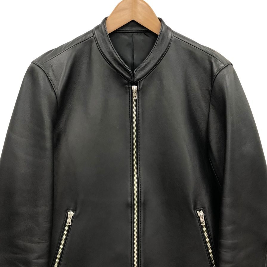 美品◆リドム シングルライダース ジャケット ジップアップ 本革 羊革 ラムレザー サイズS メンズ ブラック  LIDnM 【AFB5】