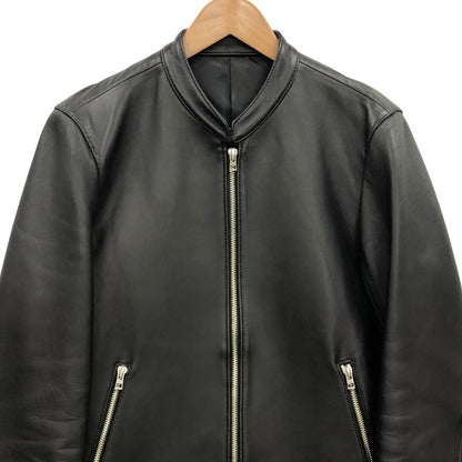 美品◆リドム シングルライダース ジャケット ジップアップ 本革 羊革 ラムレザー サイズS メンズ ブラック  LIDnM 【AFB5】