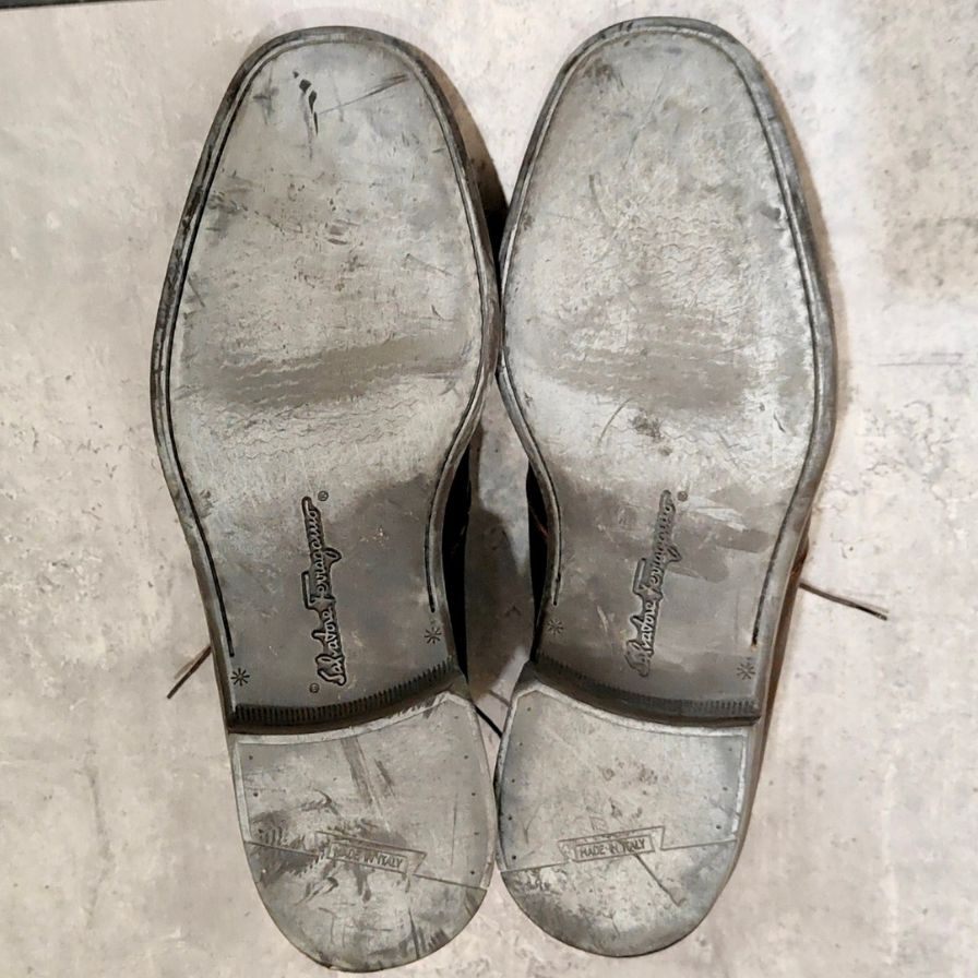 サルヴァトーレフェラガモ チャッカブーツ グレインレザー 内側ムートン サイズUK8.5EE Salvatore Ferragamo ブーツ 約26.5cm【LA】【中古】