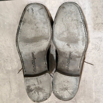 サルヴァトーレフェラガモ チャッカブーツ グレインレザー 内側ムートン サイズUK8.5EE Salvatore Ferragamo ブーツ 約26.5cm【LA】【中古】