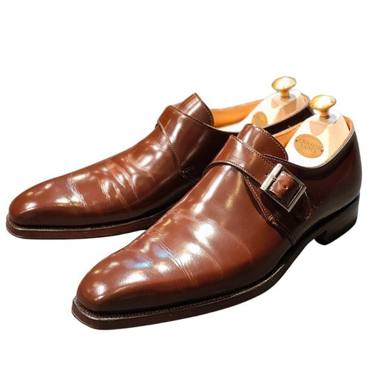 クロケット&ジョーンズ レザーシューズ シングルモンク モンクトン ダークブラウン メンズ サイズ8E CROCKETT&JONES MONKTON ビジネスシューズ 約26.0cm【LA】【中古】