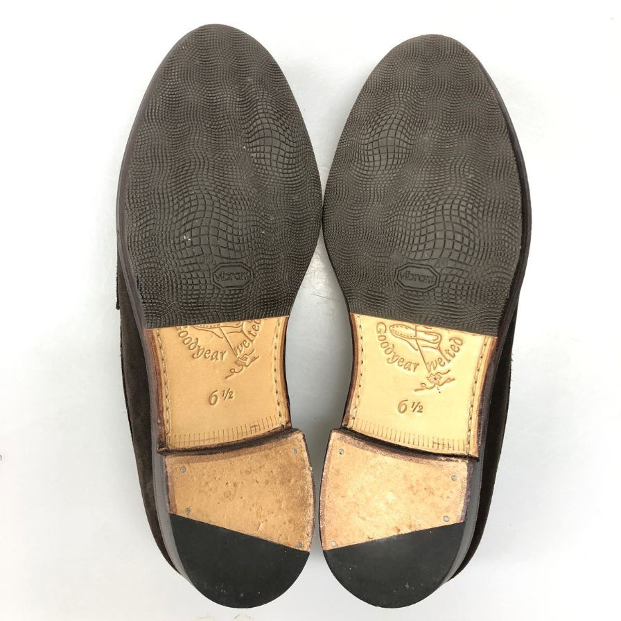 ジャランスリウァヤ コインロファー 98589 カーフ バックスキン スエード ダークブラウン UK6ハーフ メンズ Jalan Sriwijaya ローファー 約25.0cm【LA】【中古】