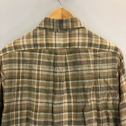 極美品◆ポロ ラルフローレン リネンシャツ 長袖 チェック ブラウン系  サイズS  Polo Ralph Lauren 【AFB10】
