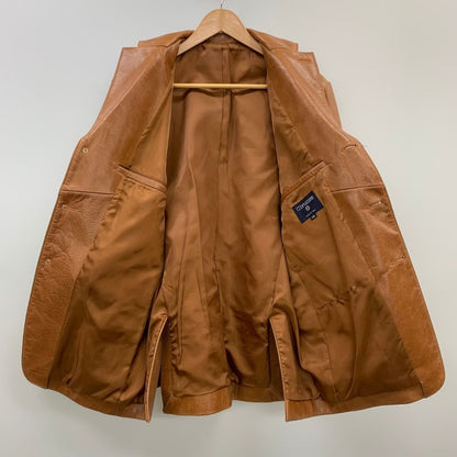 中古◆シーブリュームス レザージャケット ハーフコート 3B シングル 牛皮 サイズ38 メンズ ブラウン系 C.brumes 【AFG1】