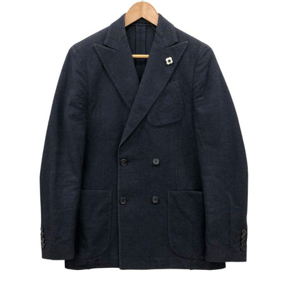 美品◆ラルディーニ テーラードジャケット ダブル ウール メンズ ブラック サイズ42 LARDINI 【AFB47】