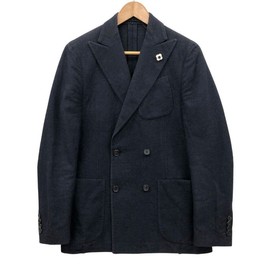 美品◆ラルディーニ テーラードジャケット ダブル ウール メンズ ブラック サイズ42 LARDINI 【AFB47】