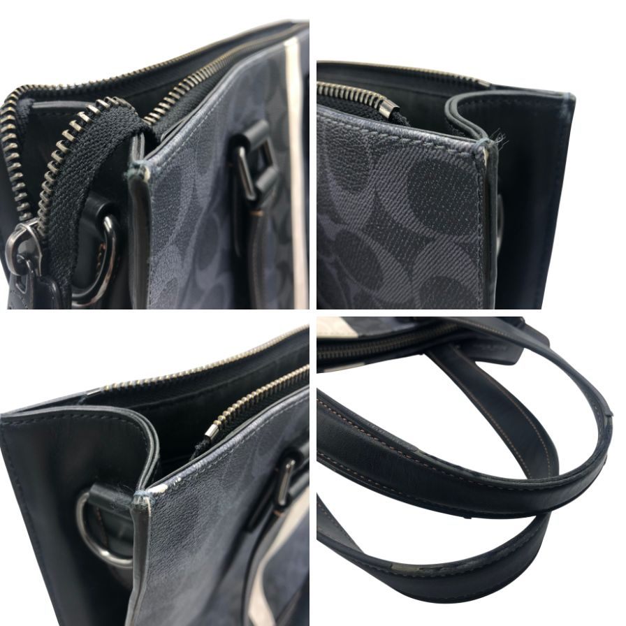 コーチ トートバッグ 2WAY シグネチャー PVC×レザー ネイビー×ブラック メンズ COACH【AFE12】