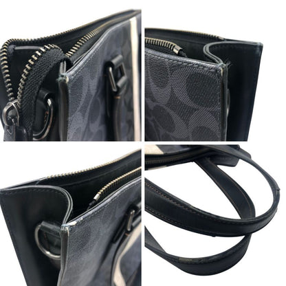 コーチ トートバッグ 2WAY シグネチャー PVC×レザー ネイビー×ブラック メンズ COACH【AFE12】