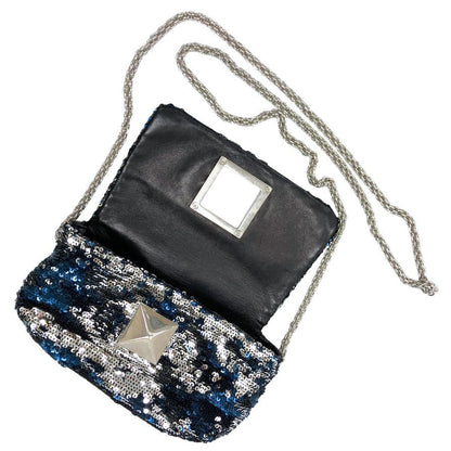 ソニアリキエル チェーンショルダーバッグ スパンコール シルバー金具 ネイビー×シルバー レディース SONIA RYKIEL【AFE4】