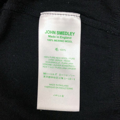美品◆ジョンスメドレー ポロシャツ 長袖 毛 リブ メンズ サイズS ブラック JohnSmedley 【AFB13】