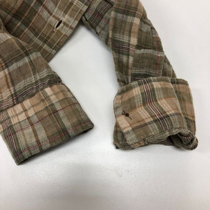 極美品◆ポロ ラルフローレン リネンシャツ 長袖 チェック ブラウン系  サイズS  Polo Ralph Lauren 【AFB10】