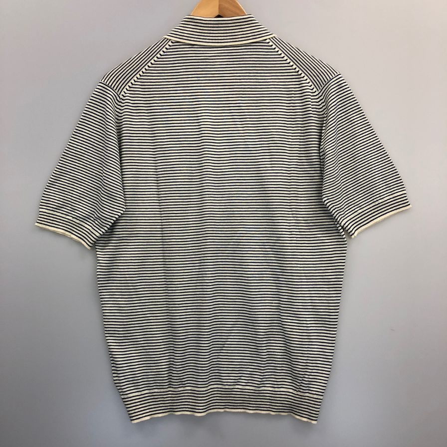 美品◆ジョンスメドレー ポロシャツ シーアイランドコットン ボーダー柄 メンズ ブルー サイズ不明 JOHN SMEDLEY 【AFB34】
