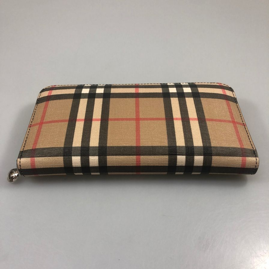 バーバリー ラウンドファスナー PVC×レザー 長財布 チェック柄 BURBERRY【AFB55】