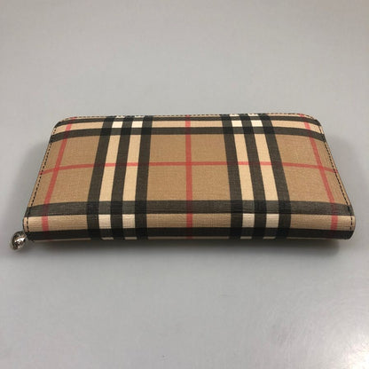 バーバリー ラウンドファスナー PVC×レザー 長財布 チェック柄 BURBERRY【AFB55】