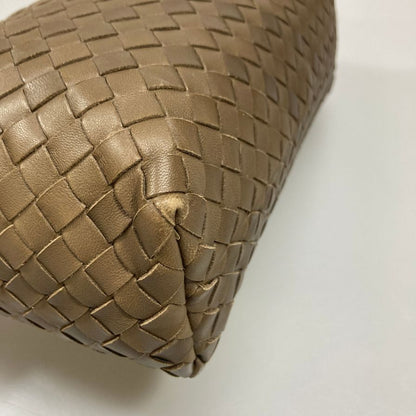 ボッテガヴェネタ ポーチ イントレチャート 化粧ケース レザー ダークブラウン BOTTEGA VENETA【AFE10】【中古】