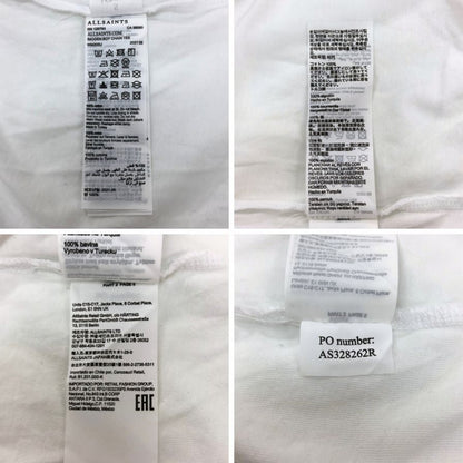 中古◆オールセインツ カットソー 半袖 シルバー フリンジ 装飾 金具 コットン Tシャツ ホワイト メンズ サイズXS ALLSAINTS 【AFB18】