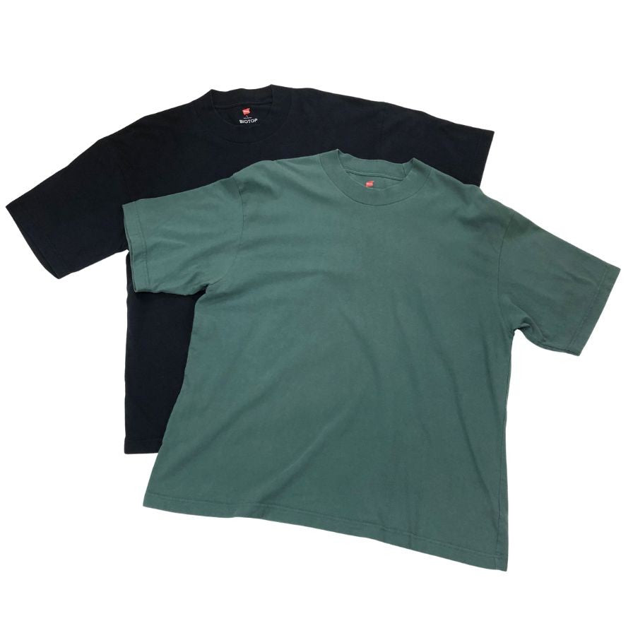 美品◆ビオトープ ヘインズ Tシャツ パックT モックネック ブラック グリーン サイズL 2枚セット メンズ HANES FOR BIOTOP 【AFB14】