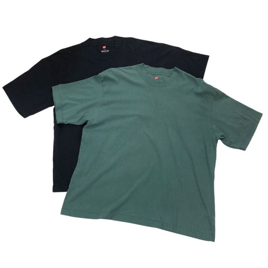 美品◆ビオトープ ヘインズ Tシャツ パックT モックネック ブラック グリーン サイズL 2枚セット メンズ HANES FOR BIOTOP 【AFB14】