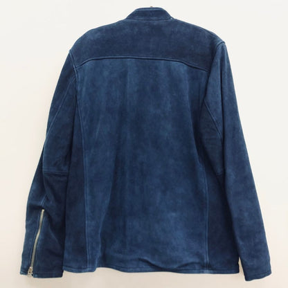 極美品◆レミレリーフ ビームス別注 シングルライダースジャケット スエード ネイビー メンズ サイズM REMI RELIEF BEAMS 【AFG1】