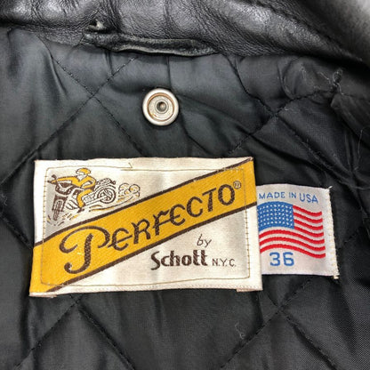 中古◆ショット レザージャケット ライダースジャケット USA製 レザー メンズ ブラック サイズ36 Schott 【AFG1】