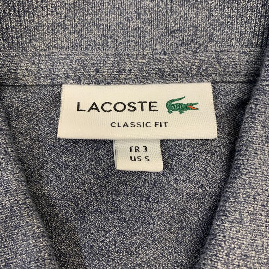極美品◆ラコステ ポロシャツ 長袖 L1313A クラシックフィット コットン ブルー系 サイズFR3  LACOSTE 【AFB9】