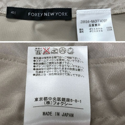 美品◆フォクシー ニューヨーク ノースリーブ 膝丈ワンピース アイボリー 40サイズ 28694-NAOFF409P FOXEY NEWYORK 【AFB24】