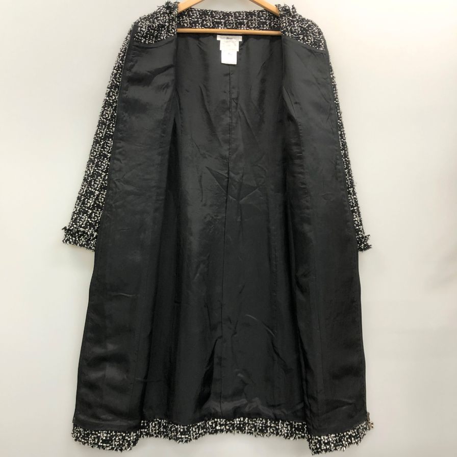 美品◆ルネ 半袖ワンピース TISSUE製ツイード レディース サイズ38 ブラック Rene 【AFB3】