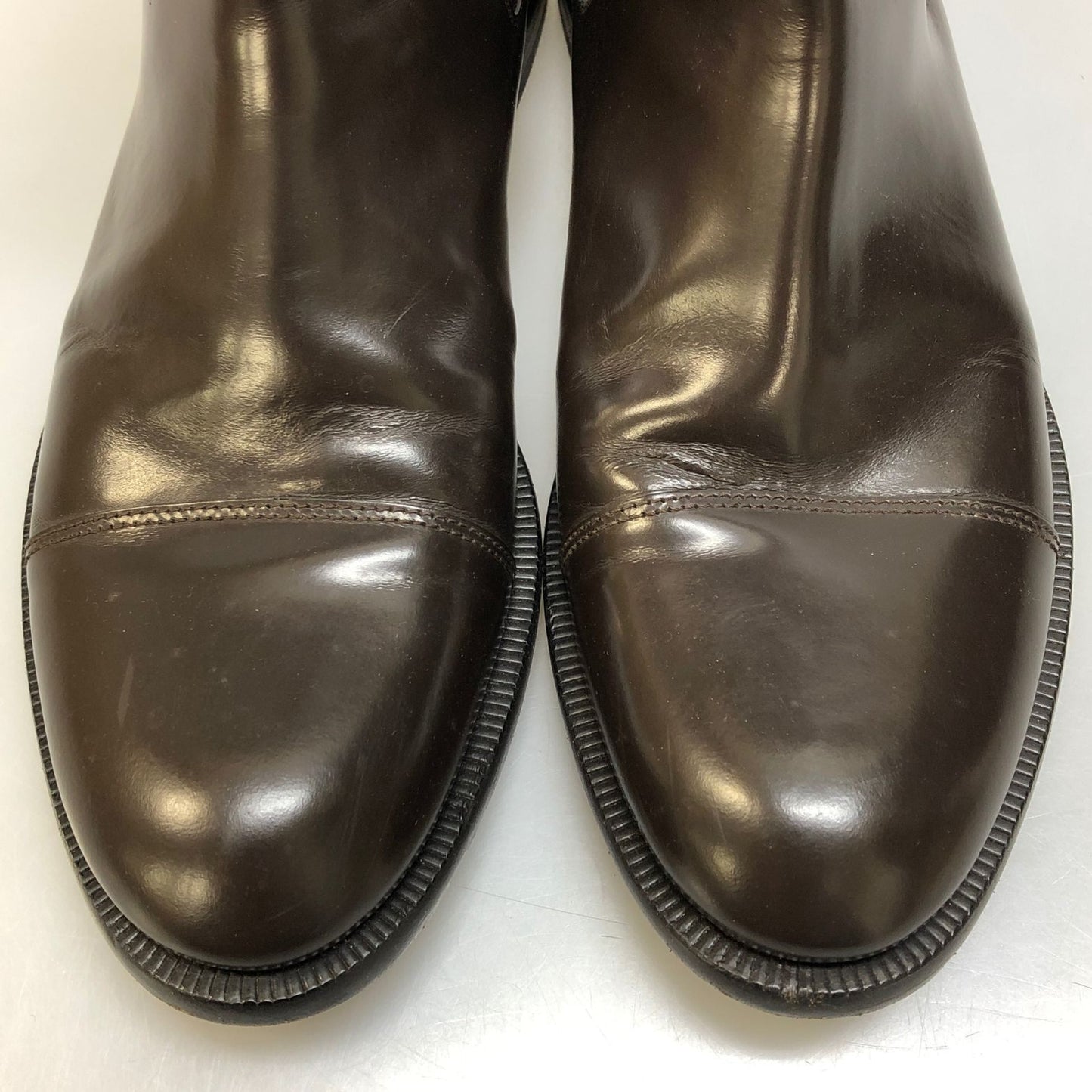 グッチ サイドゴアブーツ ガラスレザー 225106 ストレートチップ メンズ ブラウン サイズ7.5 GUCCI 約25.5cm【AFC43】