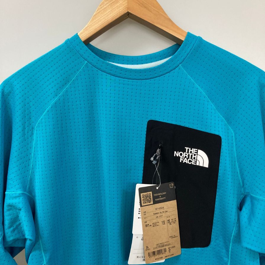 新品同様◆ザ ノース フェイス NT12523 クスペディションドライドットクルー アクア メンズ サイズXL THE NORTH FACE 【AFB36】
