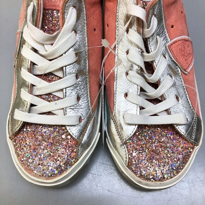 フィリップモデル スニーカー サイズ39 ピンク系 マルチカラー スエード レザー レディース PHILIPPE MODEL 約25.0cm【AFC30】