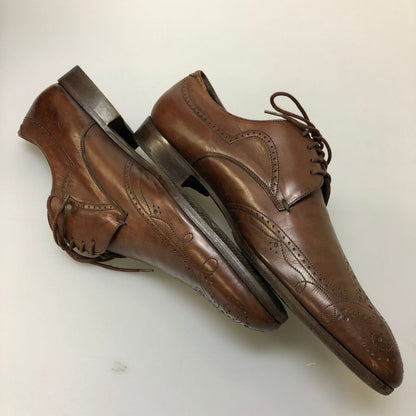 プラダ メダリオン ウイングチップ レザーシューズ ブラウン系 メンズ サイズ6 PRADA 約25.0cm【AFD2】