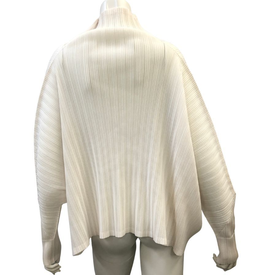 美品◆プリーツプリーズ カットソー PP91-FK343 ハイネック レディース ホワイト サイズ3 PLEATS PLEASE 【AFB26】