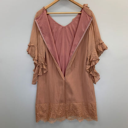 中古◆グレースコンチネンタル ワンピース フリル デザイン シルク チュニック ピンク レディース サイズ36 GRACE CONTINENTAL 【AFB5】