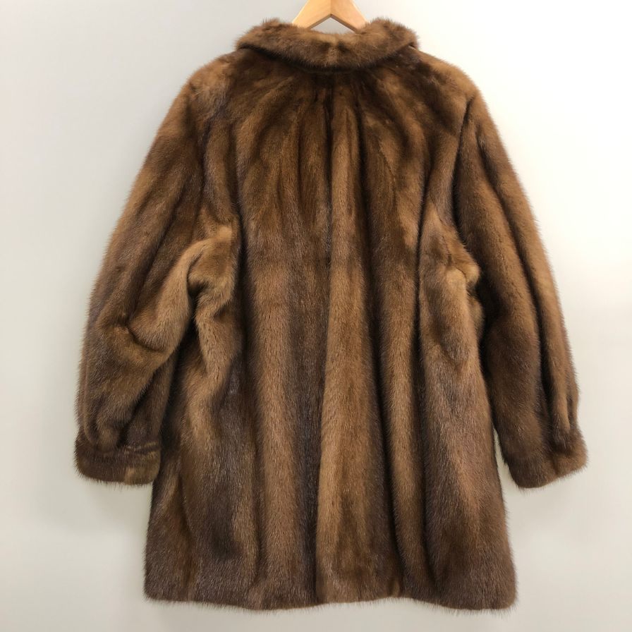 サガミンク ハーフコート ミンク ファー 本毛皮 フックボタン ブラウン レディース サイズ48 SAGA MINK【AFF23】