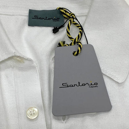 新品同様◆サントニオ ナポリ 半袖ポロシャツ コットン ニット ホワイト メンズ サイズ46 Santonio NAPOLI 【AFB12】