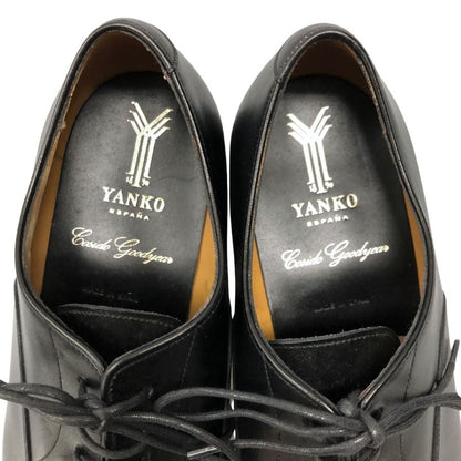 ヤンコ レザーシューズ パンチドトゥ カーフ ブラック メンズ サイズ6 YANKO 約24.5cm【AFD9】