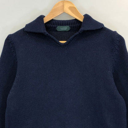 美品◆ザノーネ ニット 厚手 襟付き メンズ ネイビー サイズ50 ZANONE 【AFB28】