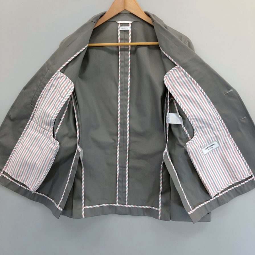 トム ブラウン ジャケット MJU426A 裏地ストライプ コットン メンズ グレー サイズS相当 THOM BROWNE【LA】