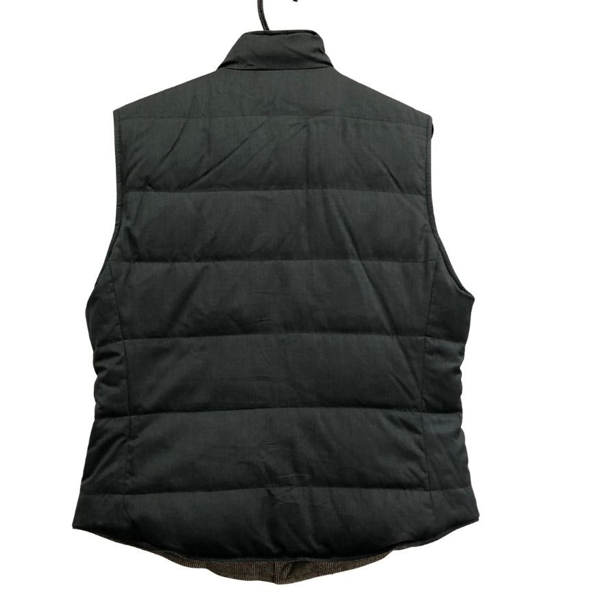 美品◆ブルネロクチネリ ウール ダウンベスト リバーシブル チェック柄 ネイビー サイズL メンズ BRUNELLO CUCINELLI 【AFA17】