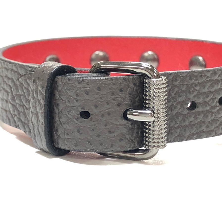 クリスチャンルブタン レザーブレスレット スタッズ ブラウン×レッド レディース Christian Louboutin