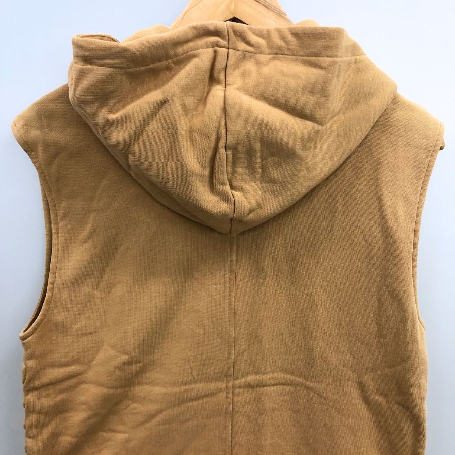 中古◆バルマン ノースリーブパーカー ジップアップ サイドロゴ ベージュ メンズ サイズXS BALMAIN 【AFB8】