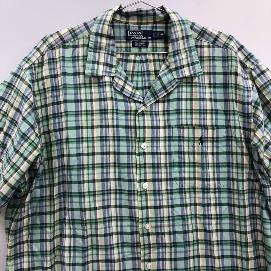 美品◆ラルフローレン ヴィンテージ開襟シャツ CALDWELL チェック メンズ サイズXL POLO RALPH LAUREN 【AFB42】