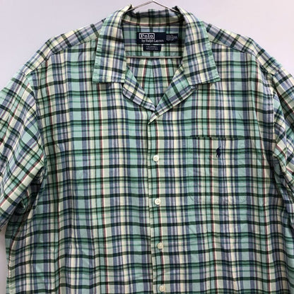 美品◆ラルフローレン ヴィンテージ開襟シャツ CALDWELL チェック メンズ サイズXL POLO RALPH LAUREN 【AFB42】