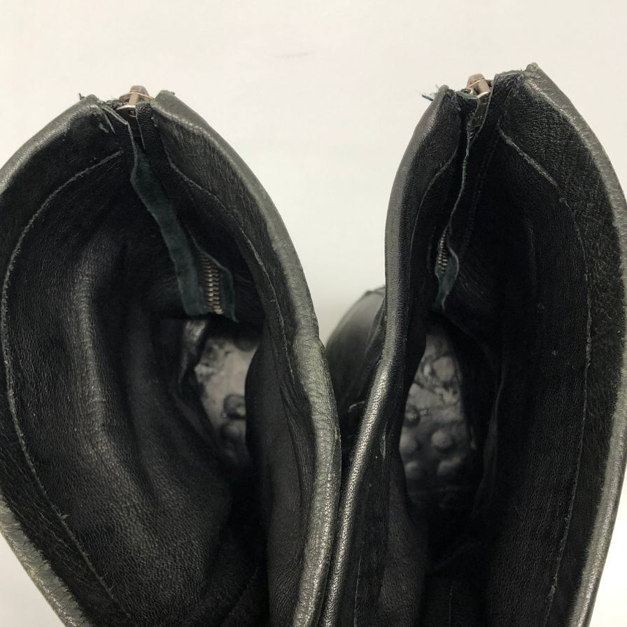 ケムリ ブーツ バックジップ スクエアトゥ レザー メンズ ブラック サイズ不明 KMRII 約不明cm【AFC28】