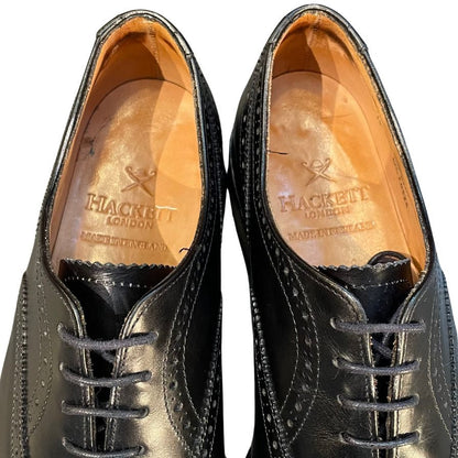 ハケットロンドン レザーシューズ セミブローグ サンダース製 サイズUS7.5 HACKETT LONDON ビジネスシューズ 約24.5cm【LA】【中古】