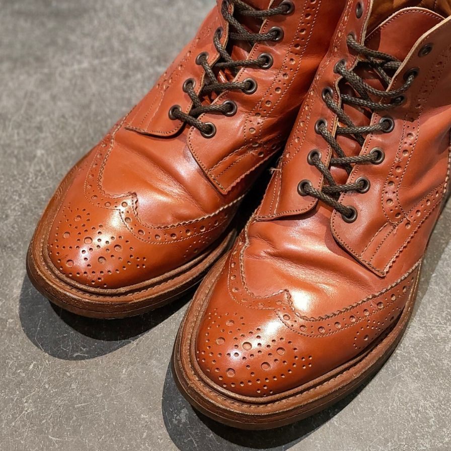 トリッカーズ ポールスミス別注 カントリーブーツ ウイングチップ マロン サイズUK9 メンズ Tricker’s ブーツ 約27.5cm【LA】【中古】
