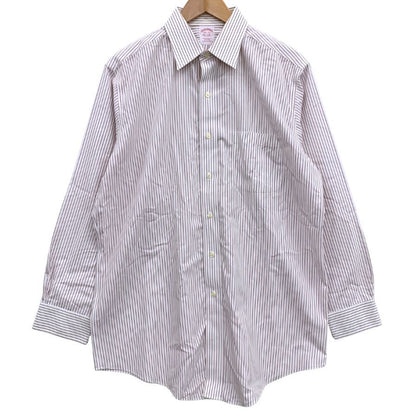 美品◆ブルックスブラザーズ シャツ 長袖 ストライプ 綿 メンズ ボルドー サイズ15.5 Brooks Brothers 【AFB3】