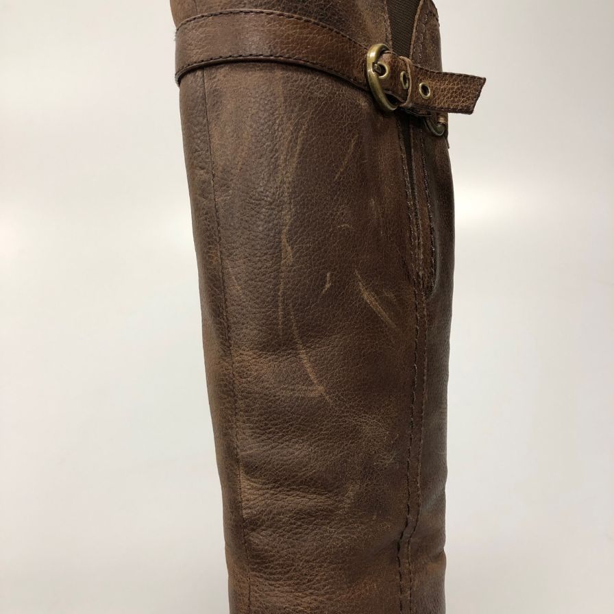 モードカオリ ロングブーツ レザー サイドジップ ブラウン レディース サイズ 23cm MODE KAORI 約23.0cm【AFI30】