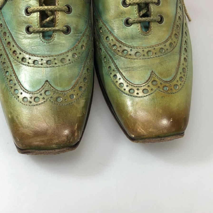 フランチェスコベニーニョ レザーシューズ メンズ サイズUK7 エメラルドグリーン FRANCESCO BENIGNO 約26.0cm【AFC34】